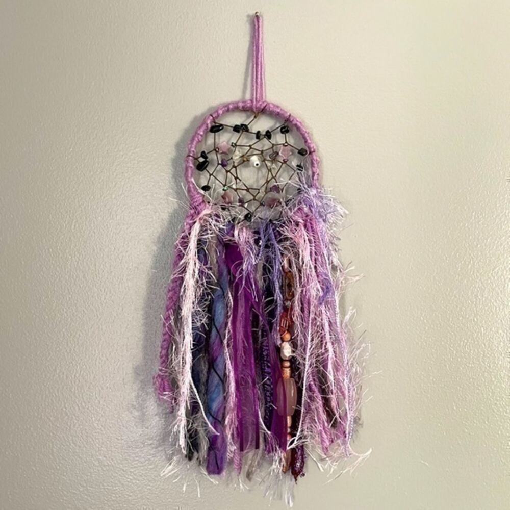 Boho Dream Catcher Wall Decor Accent Piece Lavender Fringe Handcrafted bohemian